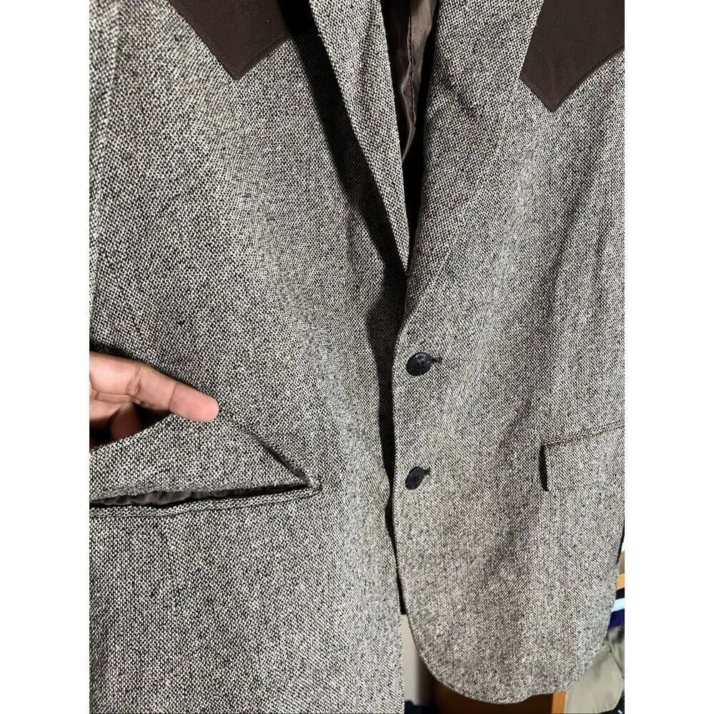 Circle S Men’s Western Yoke Tweed Silk Sport Coat Blazer 40R